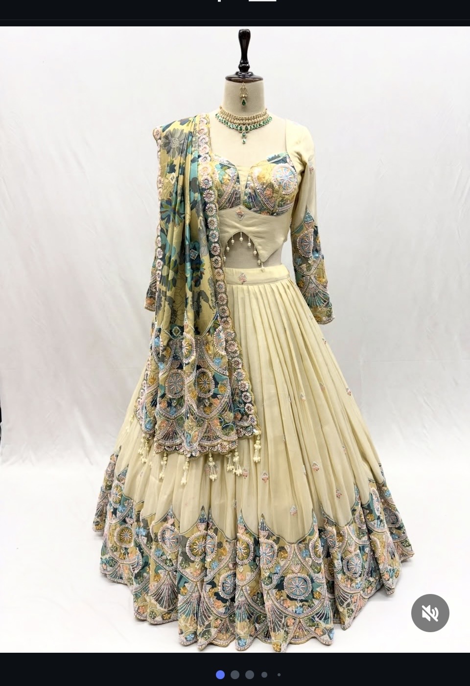 Ivory Multicolor Embroidered Designer Lehenga Choli